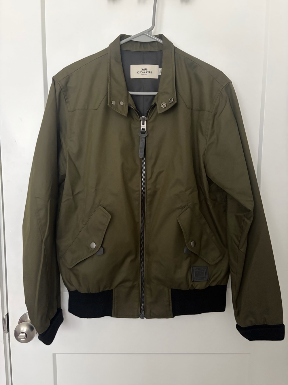 Coach Men’s Olive Bomber Jacket with Black Trim